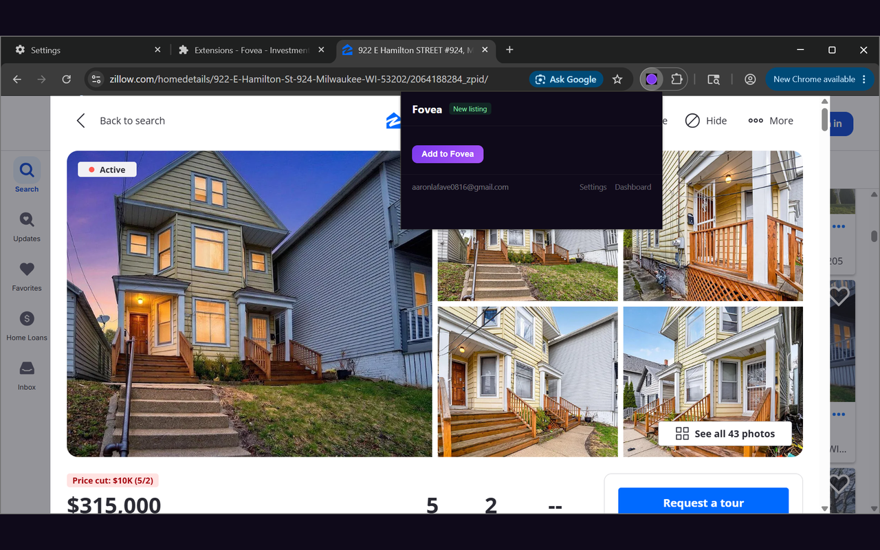 Fovea extension add button on a property listing